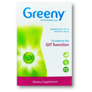 GREENY ( PEPPERMINT OIL 56 MG + ANISE OIL 100 MG ) 20 SOFT GELATIN CAPSULES